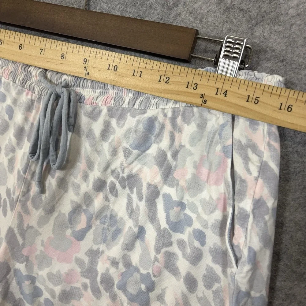 Soma Pajama Short Set Womens Sz M Blue Gray Pink Leopard Stretch